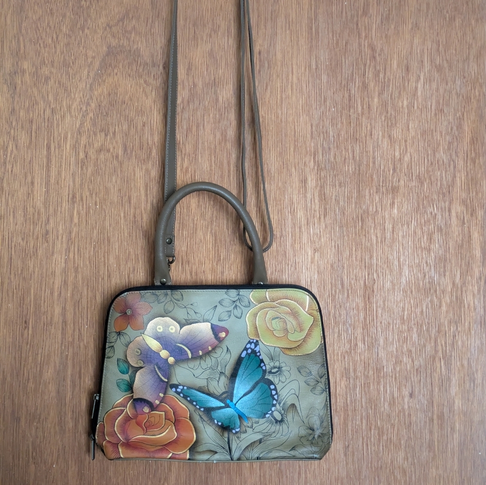 NWOT Anuschka Genuine Leather Purse Handbag.  Hand Painted & Signed.  Never Used - Picture 2 of 13